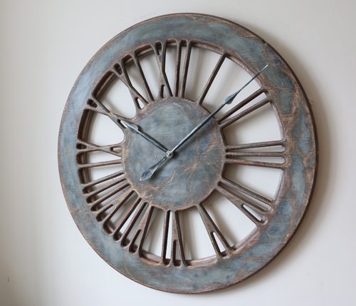 Extra Large Wall Clock Skeleton Design With Roman Numerals