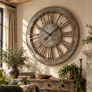Massive Grey Skeleton Wall Clock