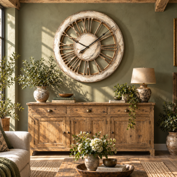 White Rustic Roman Numeral Clock