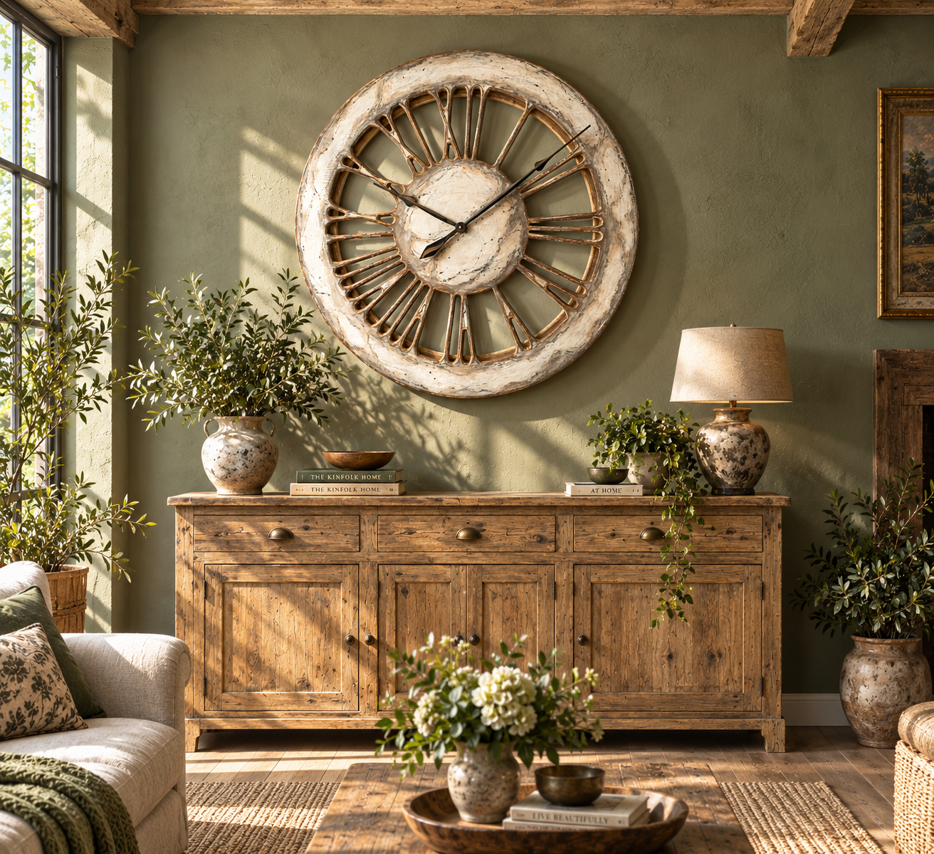 White Rustic Roman Numeral Clock