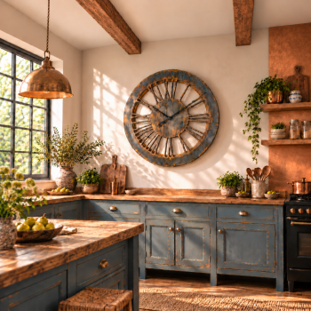Large Kitchen Wall Clock with Roman Numerals