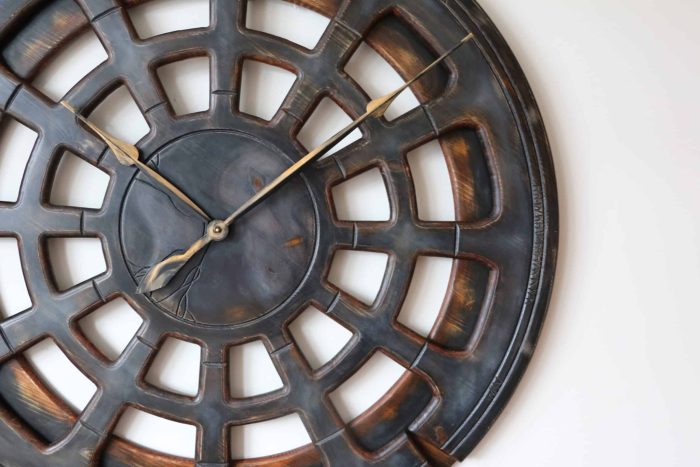 wooden grey wall clock